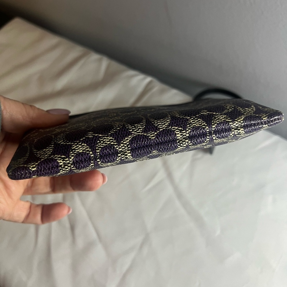 Coach Purple Signature Jacquard Wristlet - Picture 7 of 8